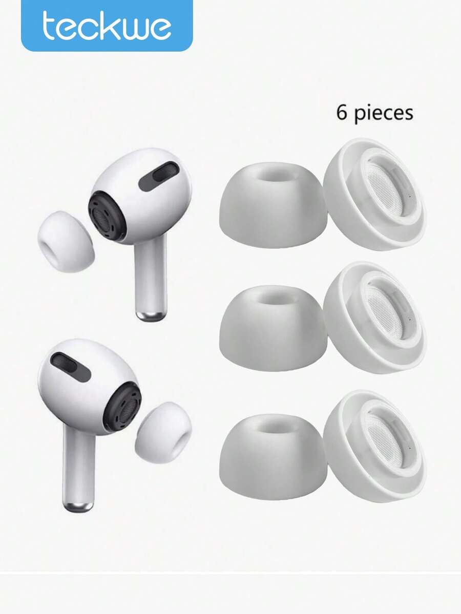 Teckwe 6件組矽膠耳塞套,適用於AirPods Pro,無線藍牙耳機防噪耳塞 - 查看 1