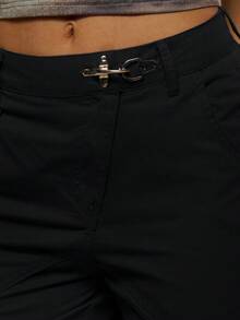 MUSERA Celana Pendek Kargo Potongan Lurus dengan Detail Saku Depan Model Lilitan untuk Musim Semi/Musim Panas, Festival, Liburan, Ibiza, Pesta Rave, Seksi, Gaya Y2K, Serbaguna, Siren - Hitam - View 5