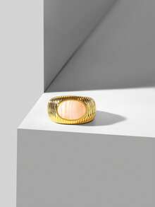 MOTF PREMIUM Anillo de moda exquisito con piedra preciosa rosa chapado en oro de 18K - Amarillo Oro - Ver 6