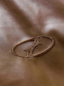AXEPEAK Men's Solid Color PU Leather Fashion Versatile Daily Casual Jacket - Brown - View 5