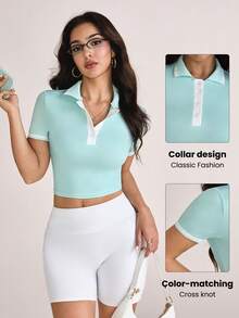 CourtClass CourtClass Women's Colorblock Short Sleeve Golf T-Shirt - Mint Green - View 1