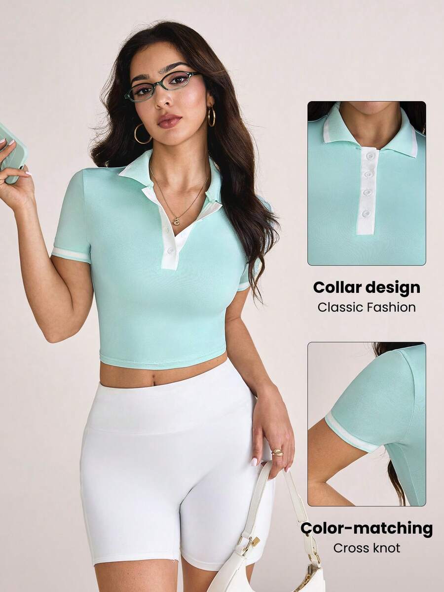 CourtClass CourtClass Women's Colorblock Short Sleeve Golf T-Shirt - Mint Green - View 1