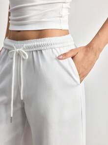 Ocili 女款抽繩腰口袋休閒日常居家短褲 - 白色 - 查看 6