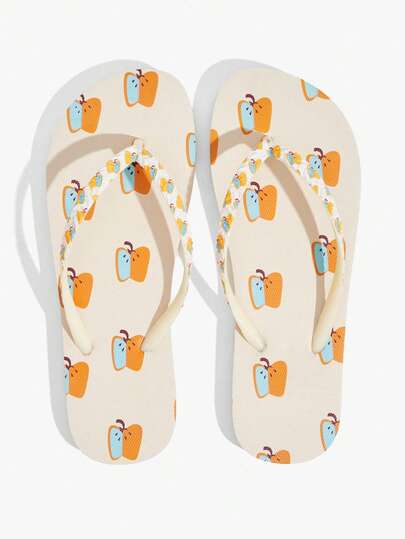 Grefit Women Shoes Summer Print, Rainbow Flower Flip-Flops Women Summer Wear Soft Bottom Cartoon Foot Sandals