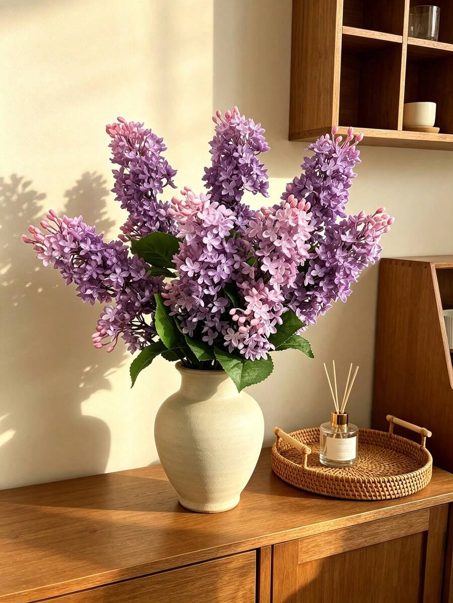 7件組 70公分 真觸感仿真丁香花,逼真柔軟的人造丁香花,適用於花瓶裝飾、客廳裝飾、婚禮裝飾、情人節裝飾、春季裝飾 - 彩色 - 查看 1