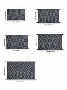 1pc 5'x8' Outdoor Rug For Patio , Waterproof Mat, Double-Sided Plastic Camping Rug, RV, Porch, Deck, Campers, Balcony, Backyard, Black And Gray - A - View 5