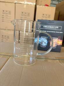Taza de medición de vidrio resistente a altas temperaturas con escala y asa - transparente - Ver 10