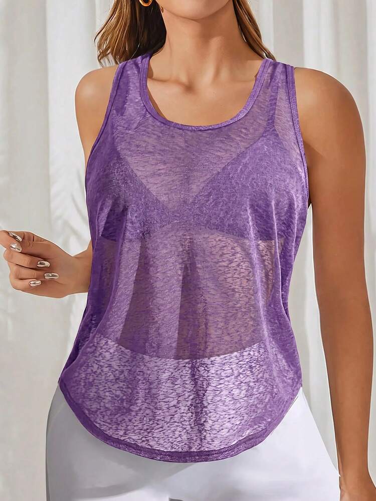 Dewbera Dewbera Women's Solid Color Casual Active Athleisure Athletic Versatile Daily Gym Workout Travel Sports T-Shirt Purple Summer - Purple - View 3