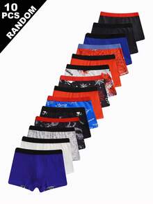 Random 10pcs Cool Spider Print Boys Boxer Briefs, Comfortable Boys Underwear - Multicolor - View 2