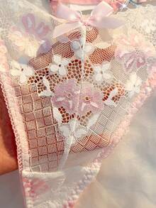 Crystal Vow 1pc Fashion Lace Thong - Baby Pink - View 6