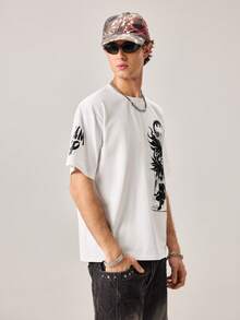 Strevion Summer Men's Casual Streetwear Versatile "BATMAN" IP Series Short Sleeve T-Shirt - White - View 4