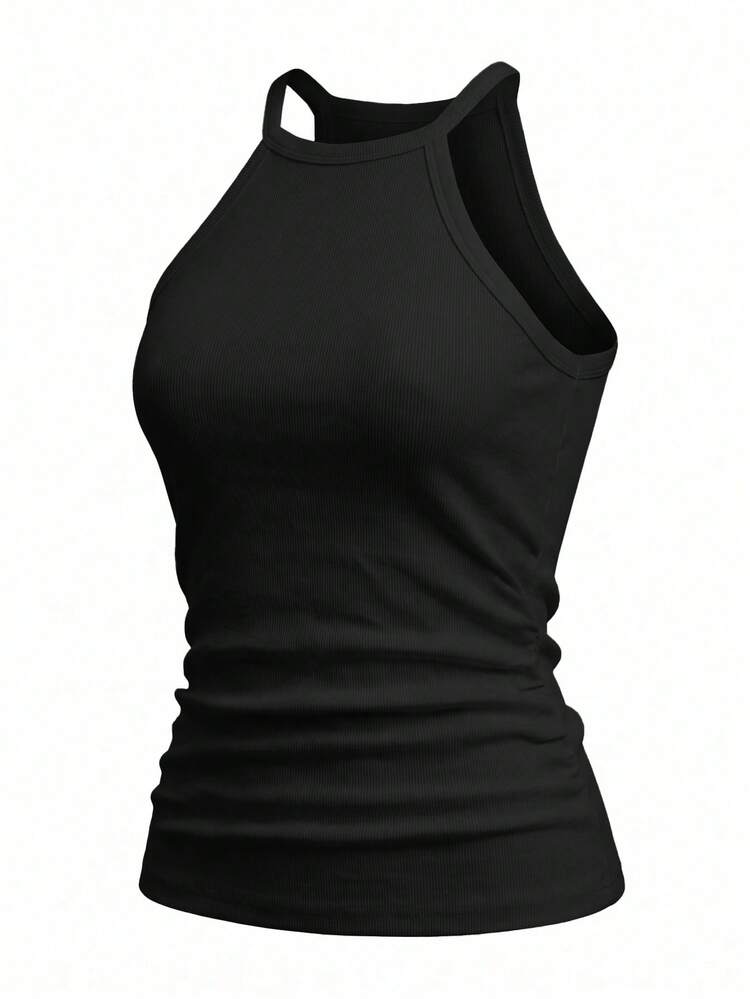 Slaydiva Tank Top Wanita Kasual Dasar Serbaguna Warna Putih Polos Bergaris Leher Bulat Model Racer Back Bahu Terbuka untuk Musim Semi/Panas. Cocok untuk Kencan, Hari Valentine, Musim Pernikahan, Pesta, Klub Seksi, Olahraga, Yoga, Liburan, Pantai, Gaya Boho, Pantai Berpasir, Kembali ke Sekolah, Jalan-jalan Sehari-hari, Pesta, Minum Teh Sore, Pakaian Brunch, Pakaian Bandara. - Hitam - View 3