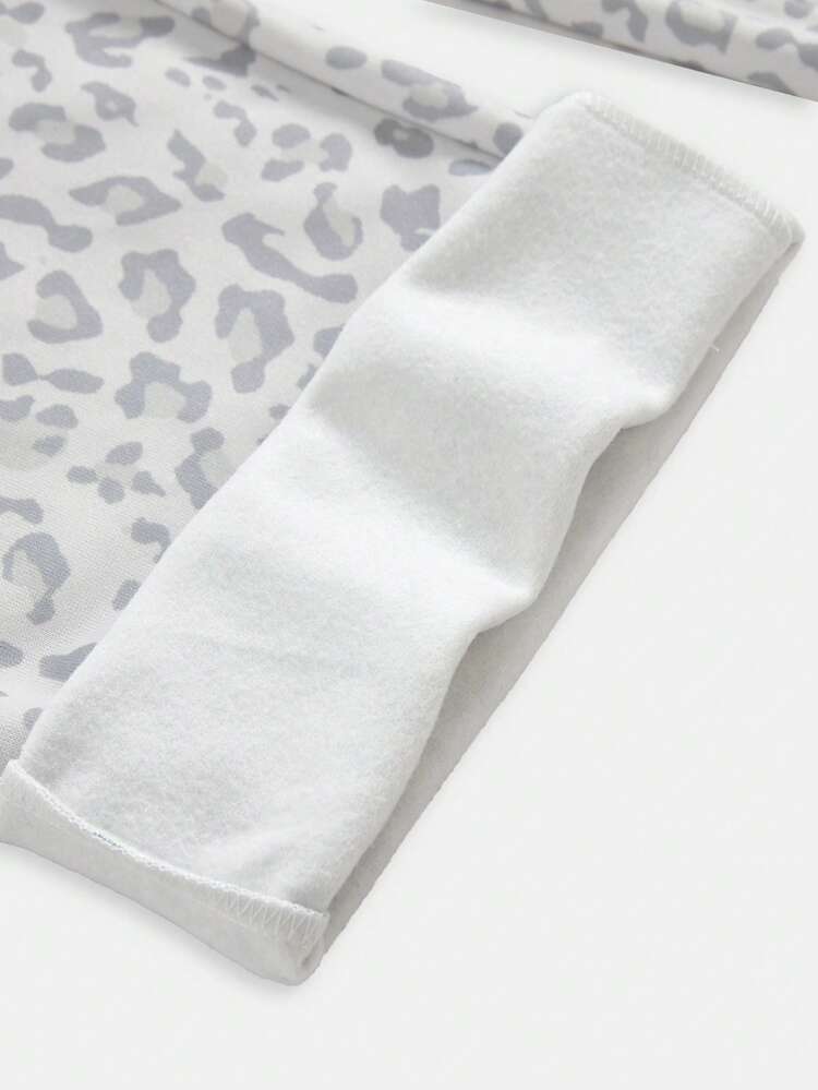 Tween Girl Tween Girls Knit Khaki Loose Casual Versatile Leopard Print Pocket Wide Leg Sweatpants - Khaki - View 6