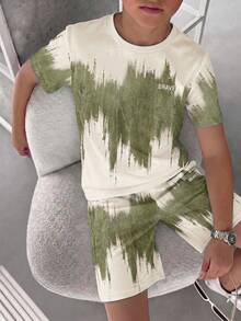 Tween Boy Casual Comfortable Fashion Minimalist Crew Neck Short Sleeve T-Shirt & Shorts Set - Multicolor - View 5