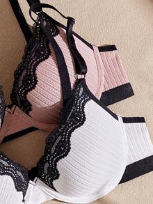 Lullawish 2pcs Lace Eyelash Underwire Push-Up Bra For Small Chest - Multicolor - View 5