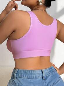 SHEIN 1 pieza Sujetador de talla grande con cierre delantero - Púrpura malva - Ver 2