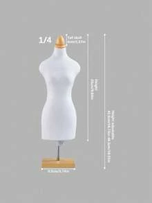 1 Mini Mannequin Sewing Teaching Prop With Square Base For Clothing Display - Beige - View 11