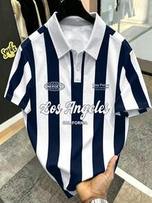 Manfinity EMRG Camisa polo de verano casual con bloques de color y rayas para hombre - Multicolor - Ver 3