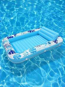 1 pieza Tumbona inflable para tomar el sol, 70 X 45 pulgadas (aprox. 176 X 115 cm) Flotador de piscina extra grande con almohada, Balsa de baño 4 en 1 para tomar el sol como regalo para fiestas - Multicolor - Ver 8