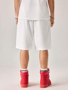 Strevion SUPERMAN Men's Loose Superhero Graphic Print Casual Sports Shorts, Summer - White - View 2