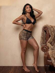 Bare Chapter 1pc Sexy Leopard Print Women Briefs, Comfortable Casual Underwear - Multicolor - View 6