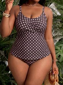 Slaydiva Baju Renang Wanita Ukuran Besar Motif Gradien Kasual Gaya 1920-an 2 Potong Model Tank Top untuk Pantai Musim Panas - MultiWarna - View 4