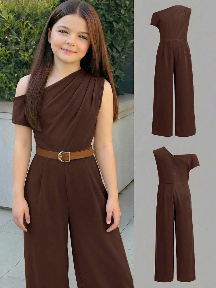 Firerie Kids Firerie Kids Tween Girl Solid Color Asymmetrical