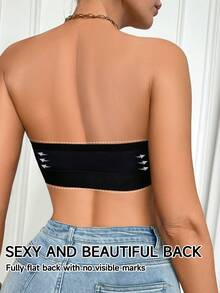 SHEIN 1件式女款時尚前扣防滑穩固平胸式內衣 - 黑色 - 查看 2