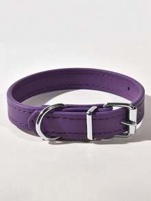 Simple PU Leather Pet Collar, Adjustable Neck Collar For Small Medium Dogs & Cats, Walking Pet Accessory - Multicolor - View 11