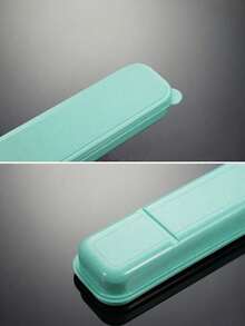 Wheat Straw Cutlery Box Travel Portable Cutlery Box Nail File Cosmetic Brush Knife Fork Spoon Chopsticks Pencil Box With Lid Storage Box Travel Tableware Set, Large Tableware Storage Box - Multicolor - View 2