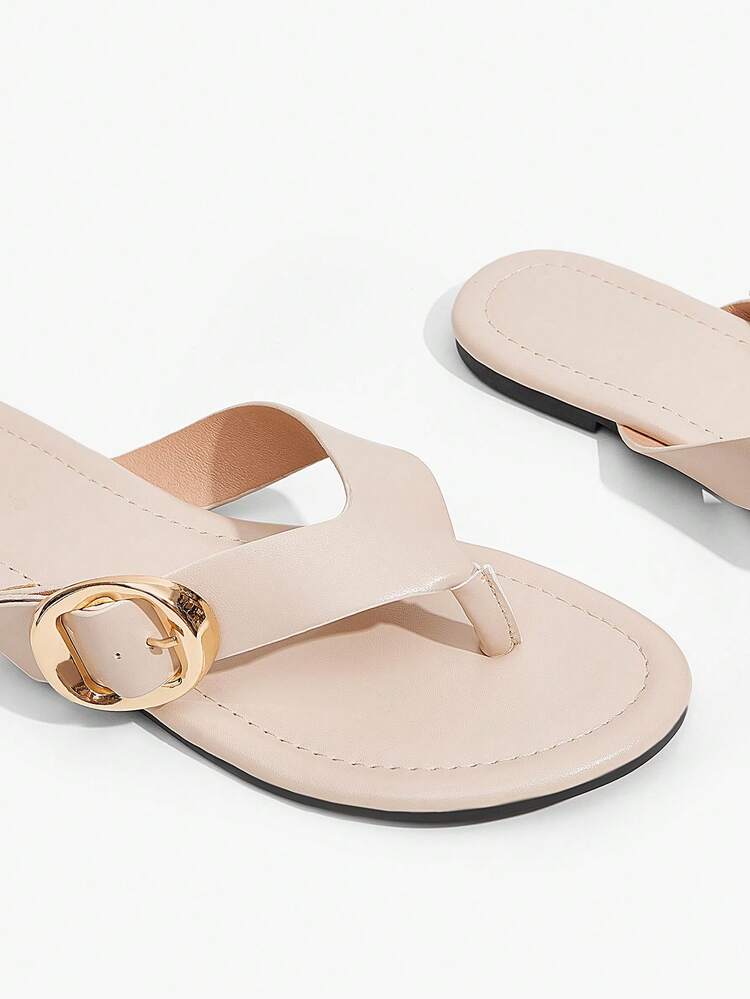 Grefit Ladies' Elegant Summer Apricot Flat-Bottomed Slippers - Apricot - View 5