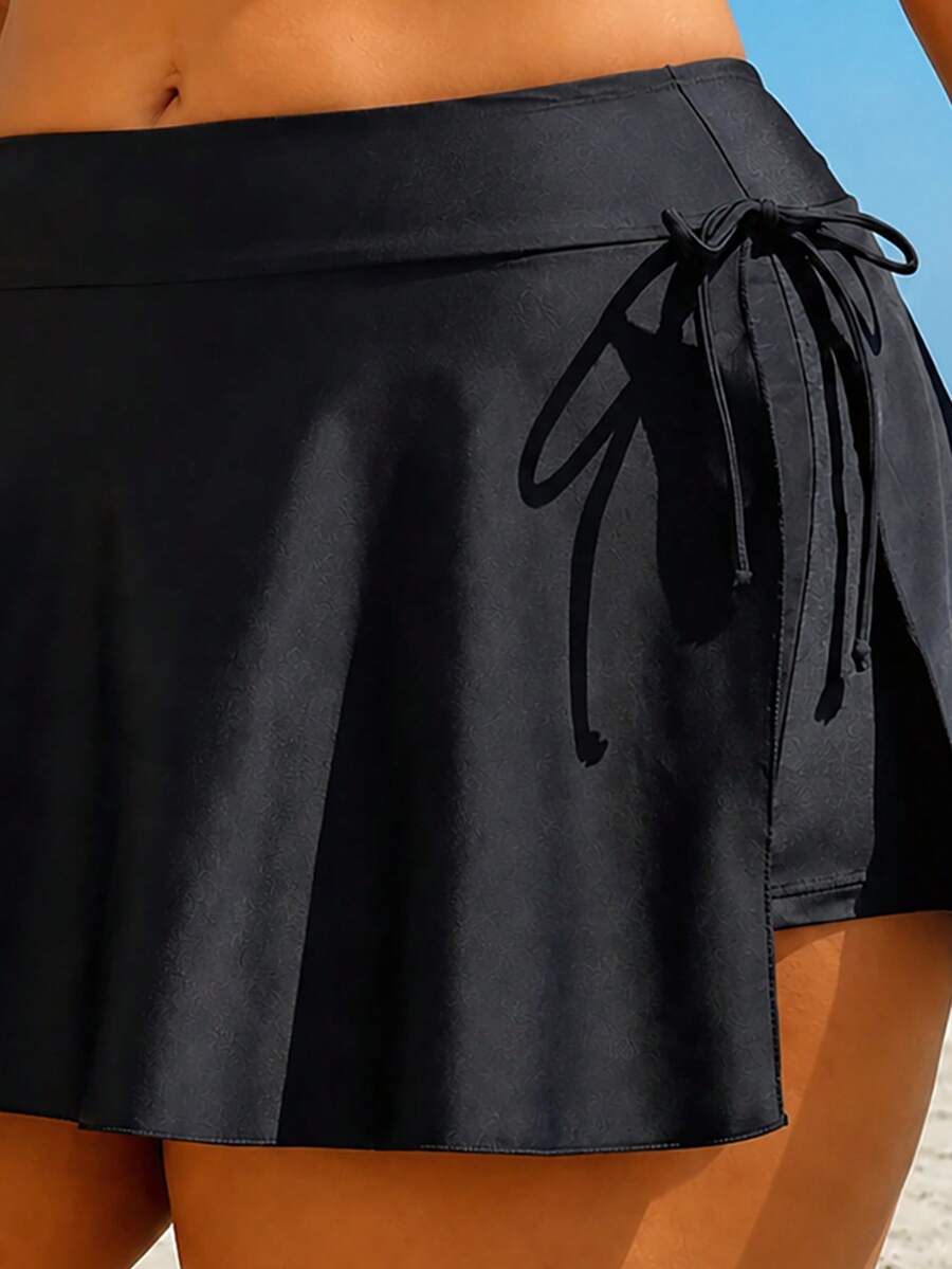 Swim SPRTY Plus Size Women's Solid Color Summer Beach Bikini Bottoms With Waistband Skirt