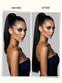 Ponytails Extensions Human Hair Jet Black Remy Hair Extensions Invisible Wrap Around Ponytail Real Human Hair For Women Daily Work - S1 - View 8