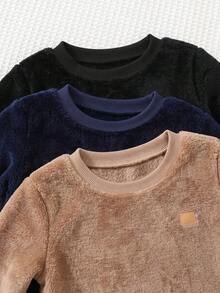 Cozy Pixies 兒童小男孩裝飾拼接圓領長袖套頭運動衫彈性腰長褲 6件套 - 彩色 - 查看 4