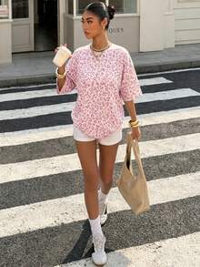 SHEIN 青少年女孩簡約T恤，百搭休閒極簡風，適合四季穿著 - 白色 - 查看 7