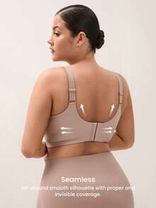 LUVLETTE Große Größen Nude kabelloser Lounge-BH mit voller Abdeckung, nahtlos, mit seitlicher Stütze, Bralette, nicht durchscheinend, für Workout und Sport, Basic-BH in SizeFreedom - Aprikosenfarben - Übersicht 4
