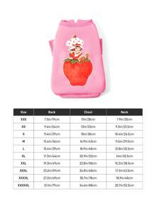 Strawberry Shortcake X SHEIN 草莓女孩印花抓絨內裡寵物外套，加厚保暖狗外套，附鈕扣，XXS-XXXXXL 尺寸 - 粉 - 查看 6