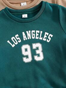 SHEIN 6件組 YoungBoy 童裝休閒可愛字母圖案圓領衛衣與寬鬆版型秋季長褲 2件套 - 彩色 - 查看 8