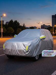 Approximately 16.4T Silver Coated Car Cover, Lightweight, Breathable, Anti-UV, Anti-Rain, Reflective Stripe, Dust-Proof - silver - View 14