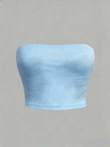 Tween Girl Tween Girl Simple Versatile Solid Color Tube Top For Vacation And Beach - Multicolor - View 2