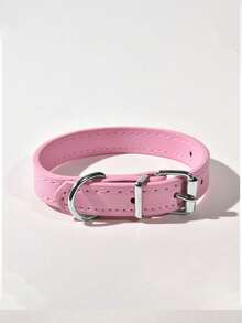 Simple PU Leather Pet Collar, Adjustable Neck Collar For Small Medium Dogs & Cats, Walking Pet Accessory - Multicolor - View 24