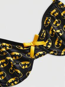 Batman X ROMWE Underwire Bra And Triangle Panty Lingerie Set For Women - Black - View 4