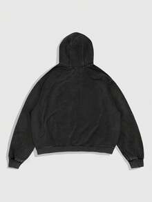 ROMWE MEN Goth Men's Snowflake Pattern Zip-Up Hoodie - Black - View 2