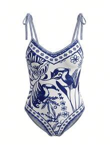 Swim Oasis 26SS Spring/Summer Vacation Fish BOHO Style One-Piece Swimsuit With Shorts 2 Pieces Set - Multicolor - View 11