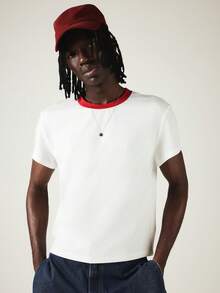 SUMWON Ringer Slim Fit Tee Crew Neck Short Sleeve Contrast Collar Casual Everyday Cropped T-Shirt Summer Essential - Multicolor - View 6