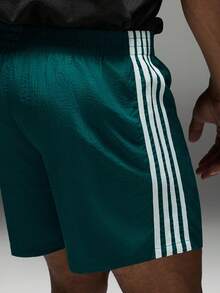 Sport MetroGents 男士對比條紋休閒運動短褲，輕量青綠色條紋健身短褲附口袋，耐穿運動健身短褲，適合夏季 - 綠色 - 查看 2