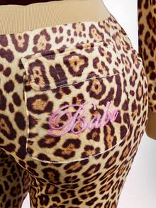 Amplova Women's Y2K 2000s Leopard Print Mini Pants Night Daily Beige Autumn - Brown - View 12