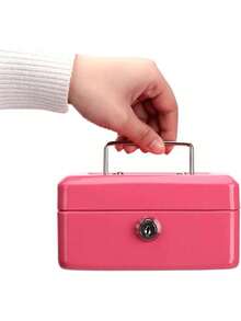 1 Piece Standard Capacity Sturdy Metal Cash Box Secure Lock With Two Matching Keys Detachable Coin Bill Compartment Durable Stainless Steel Carry Handle Multi Optional Solid Color Money Storage Case For Home Office Retail Small Business Store - B - View 11