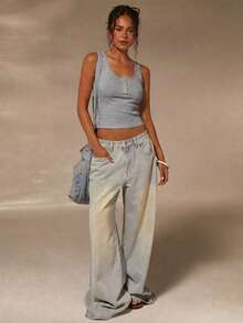 Athîral Women's Casual Basic Solid Color Tank Top, Casual Navy Blue Lace Round Neck Open Front Camisole, Soft Comfortable Elastic Knit Fabric, Suitable For Dating And Gathering Outfits - Grey - View 4