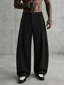 AXEPEAK Pantalones casuales versátiles de unicolor para hombres para ir al trabajo - Negro - Ver 2